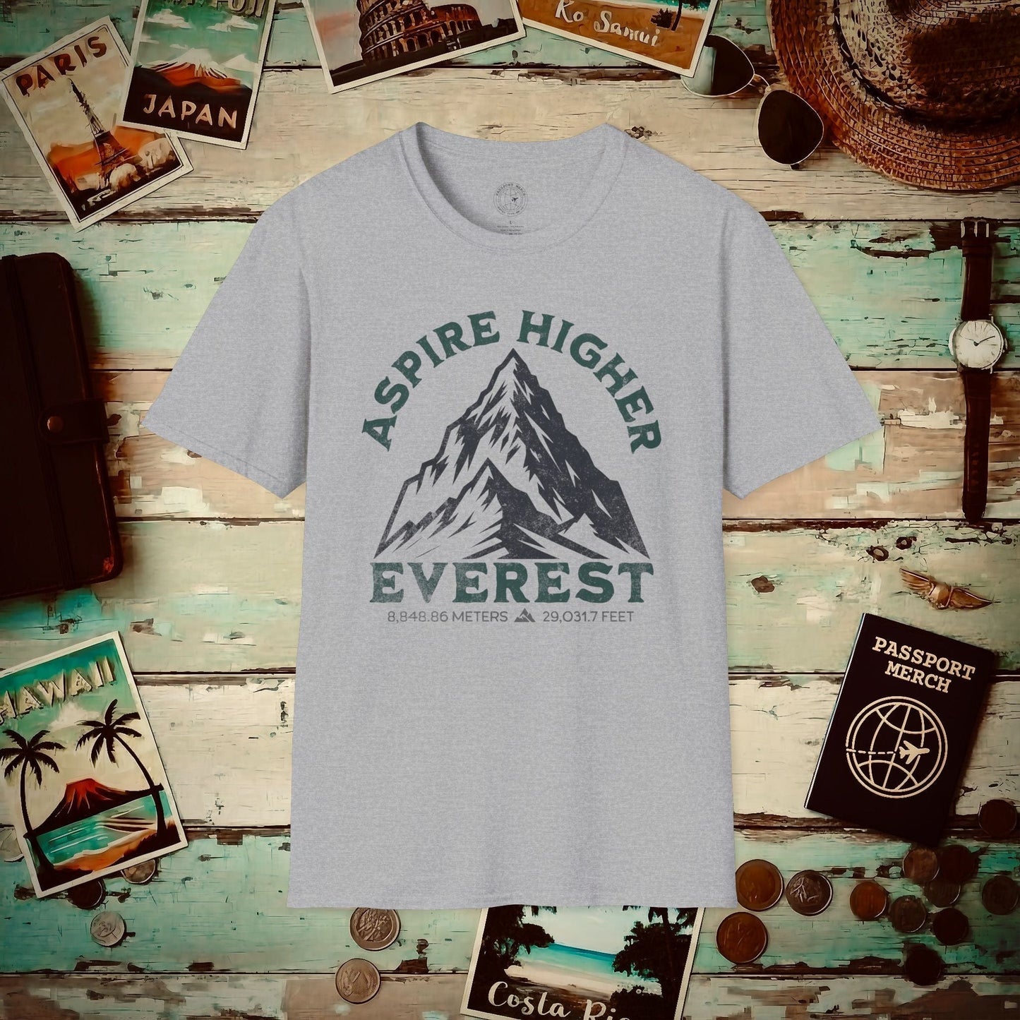 Aspire Higher, Everest Nepal-Tibet T-Shirt Sport Grey / S