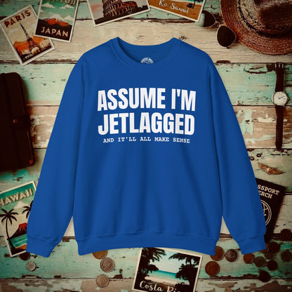 Assume I'm Jetlagged Crewneck Royal / S