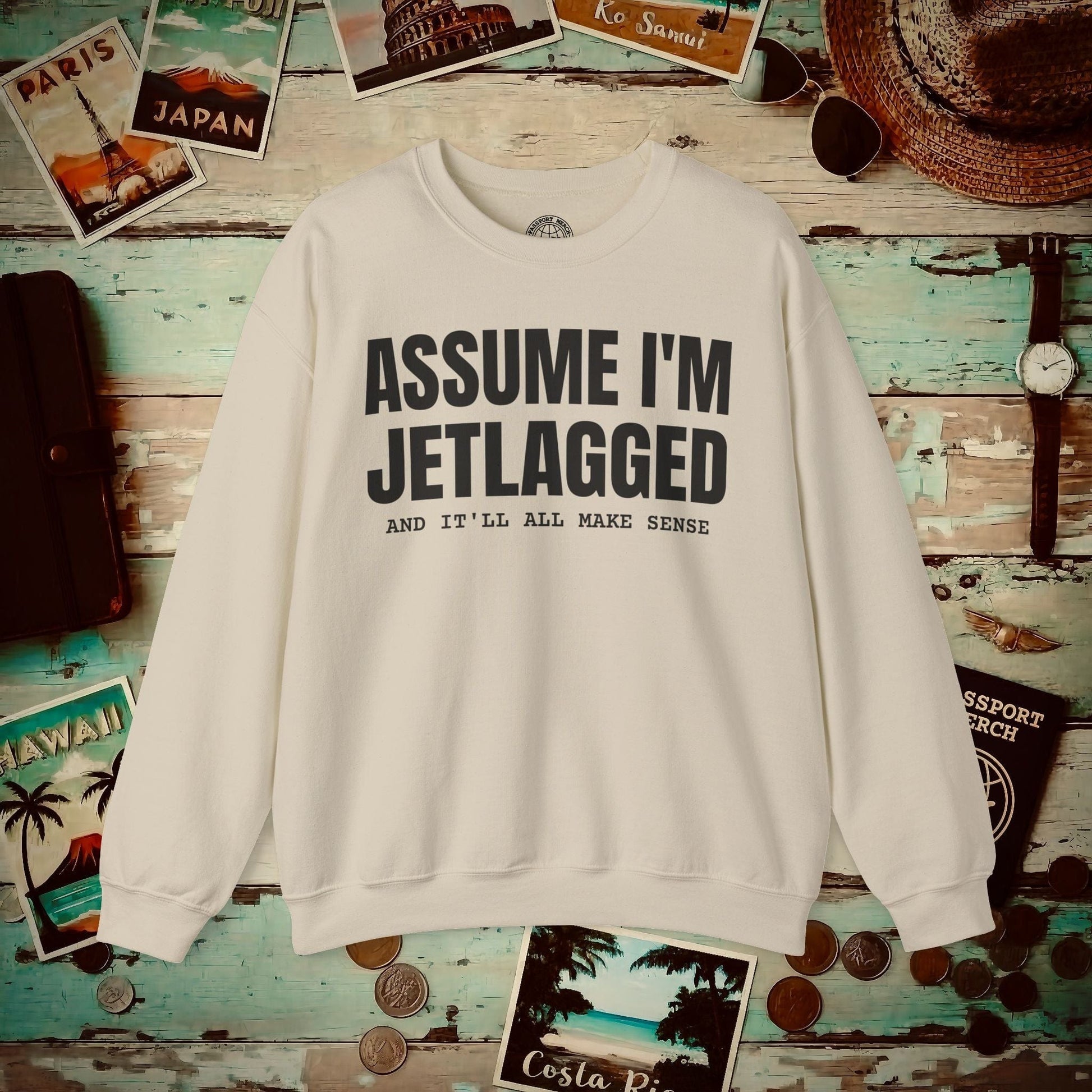 Assume I'm Jetlagged Crewneck Sand / S
