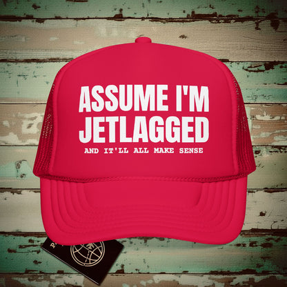 Assume I'm Jetlagged Trucker Hat Red / One size