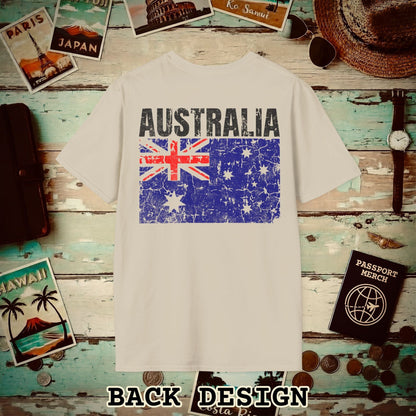 Australia Vintage Flag Back Print T-Shirt Sand / S