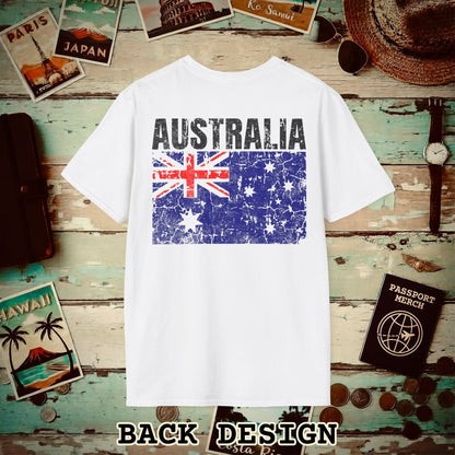 Australia Vintage Flag Back Print T-Shirt White / S