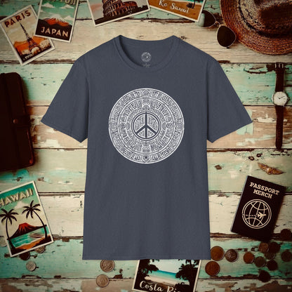 Aztec Peace Calendar Mexico T-Shirt Heather Navy / S