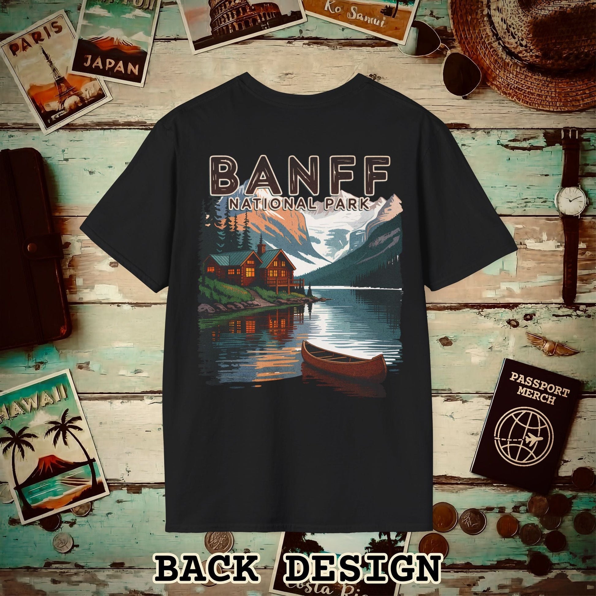 Banff National Park, Canada, Back Print T-Shirt Black / S