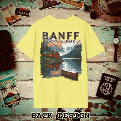 Banff National Park, Canada, Back Print T-Shirt Cornsilk / S