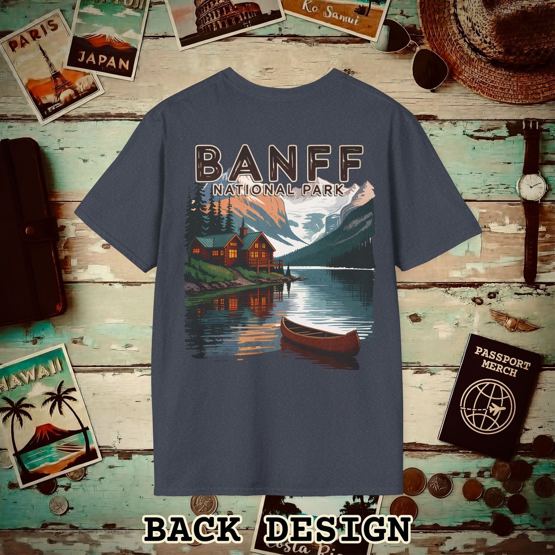 Banff National Park, Canada, Back Print T-Shirt Heather Navy / S