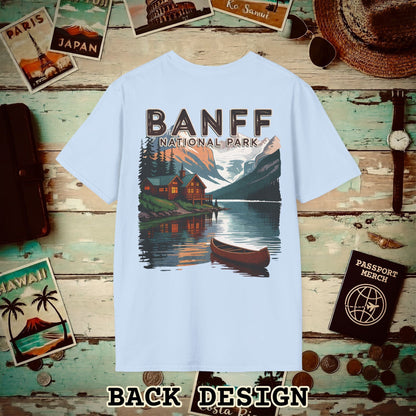 Banff National Park, Canada, Back Print T-Shirt Light Blue / S