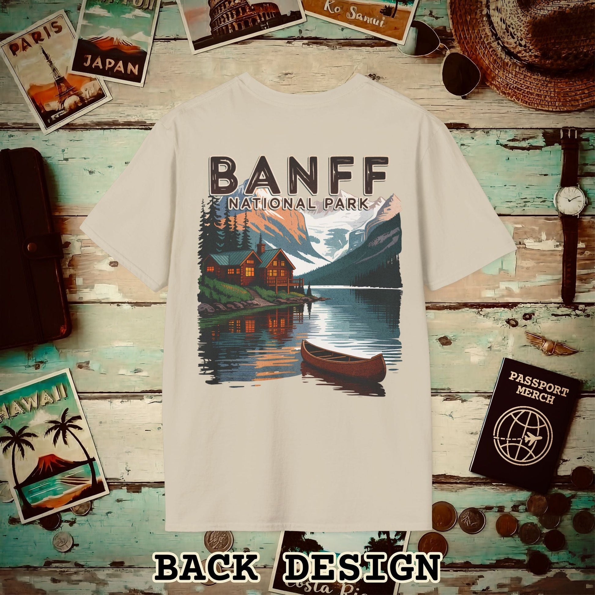Banff National Park, Canada, Back Print T-Shirt Sand / S