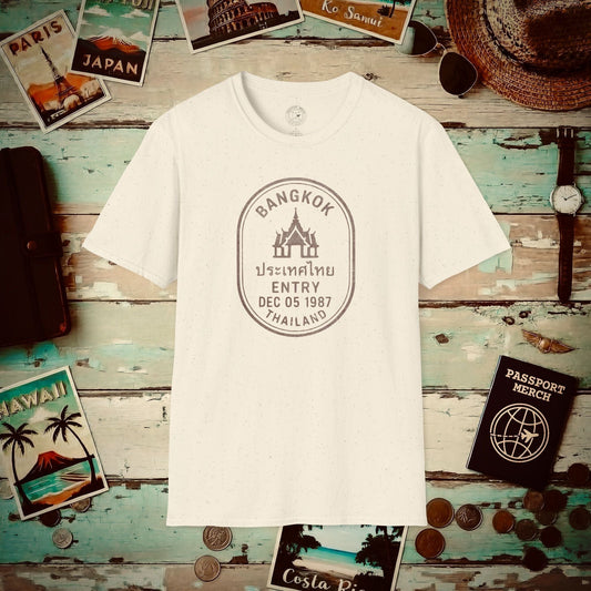 Bangkok, Thailand - Vintage Passport Stamp T-Shirt Natural / S