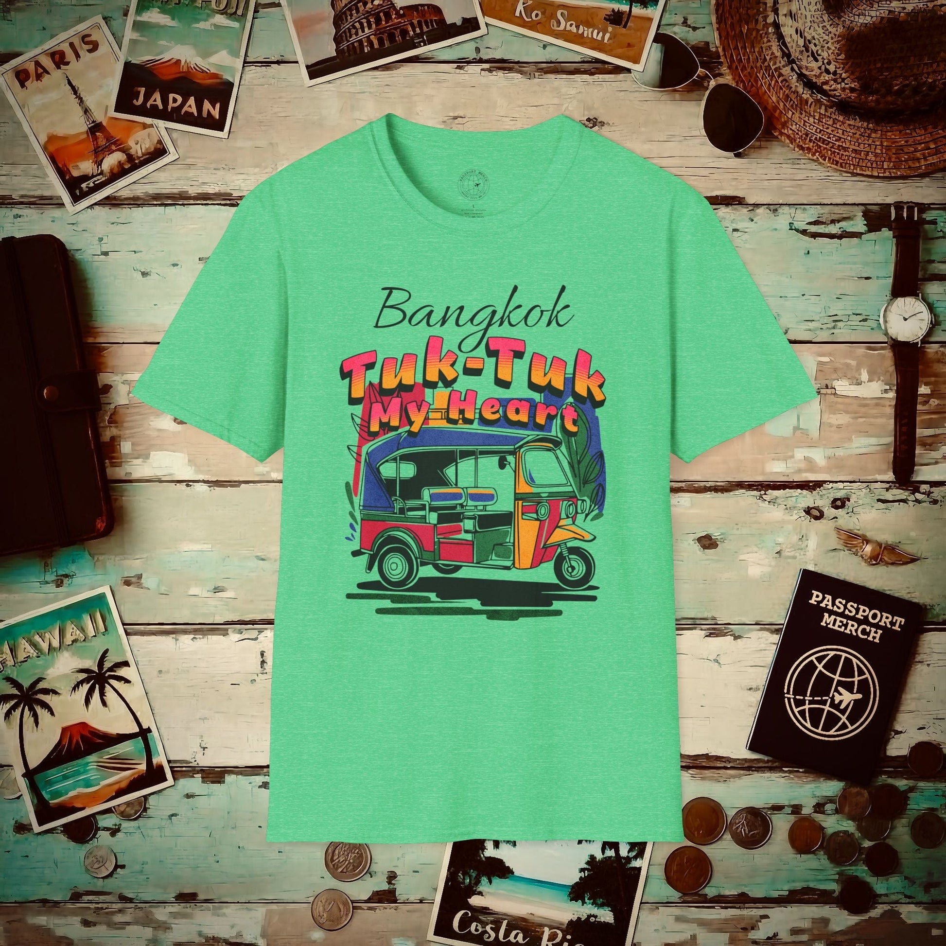 Bangkok Tuk-Tuk My Heart Thailand T-Shirt Heather Irish Green / S