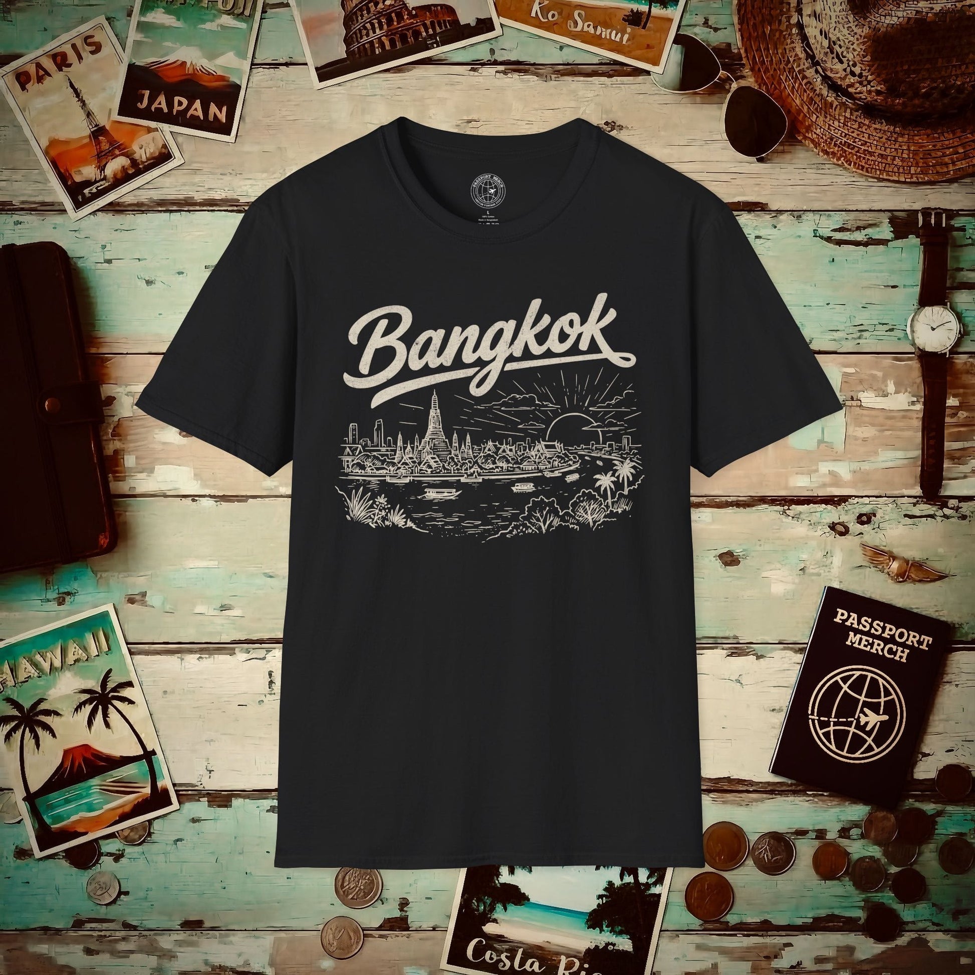 Bangkok Vintage Monochrome, Thailand T-Shirt Black / S
