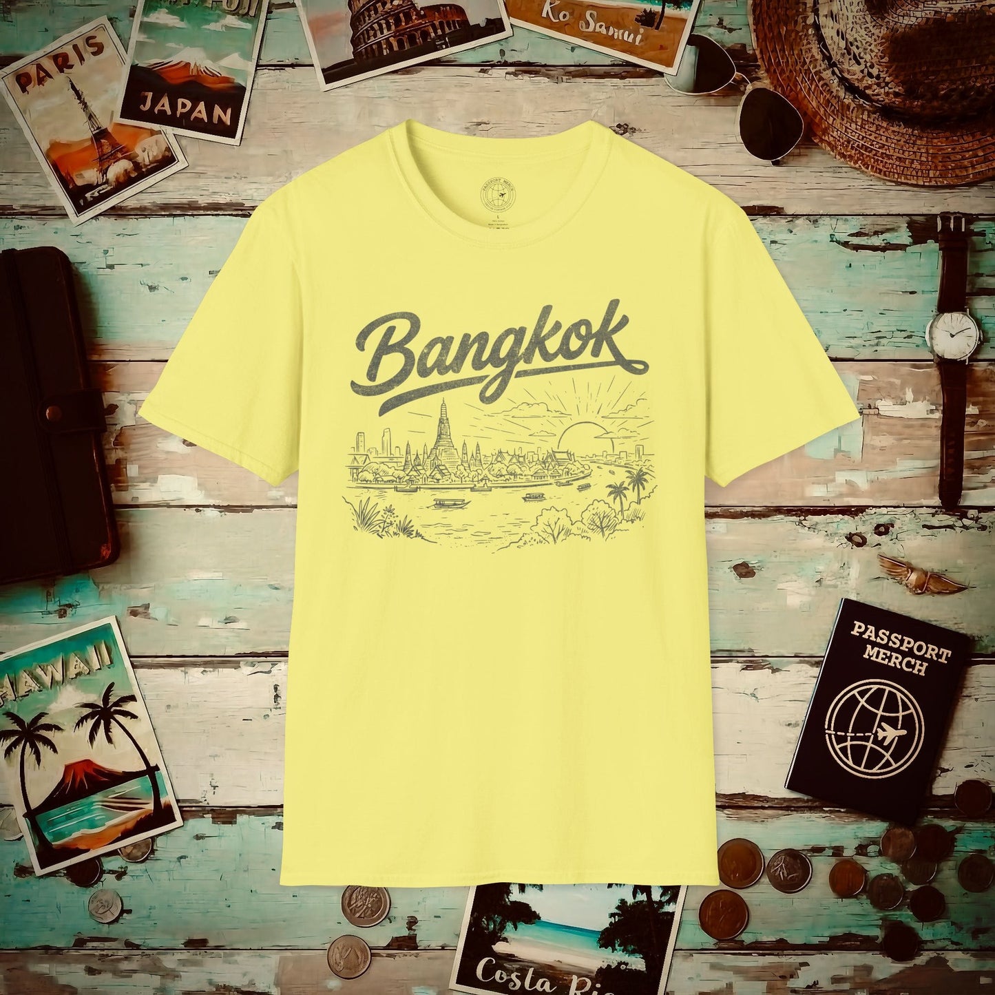 Bangkok Vintage Monochrome, Thailand T-Shirt Cornsilk / S