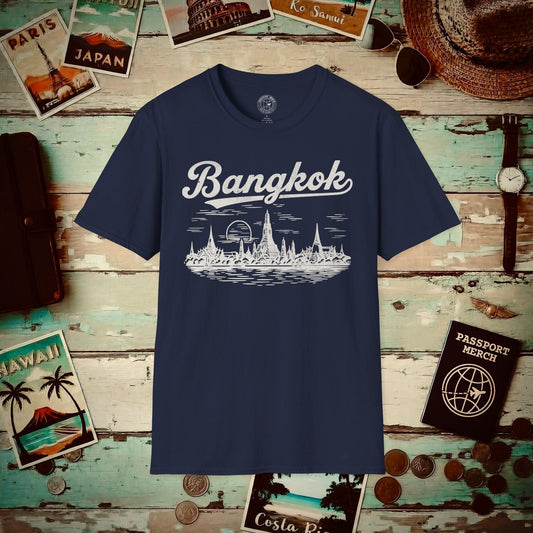 Bangkok Vintage Monochrome, Thailand T-Shirt Navy / S