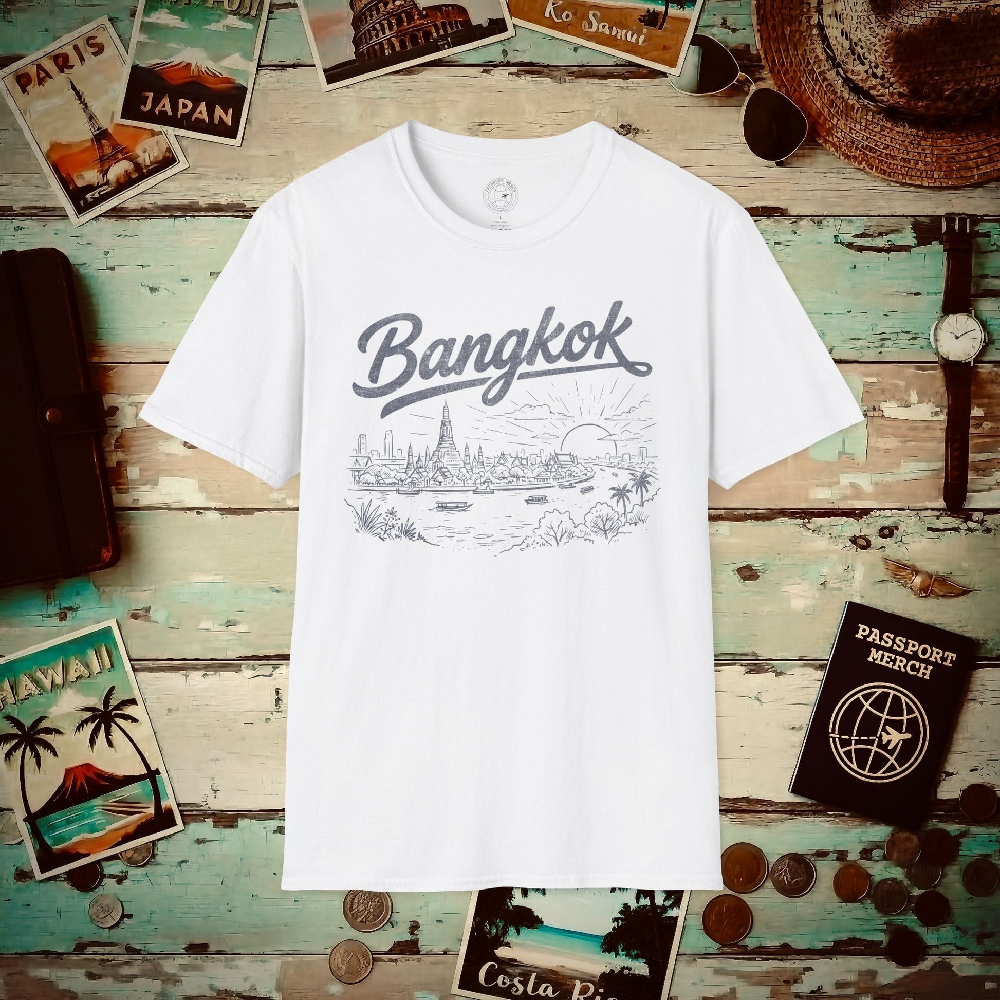 Bangkok Vintage Monochrome, Thailand T-Shirt White / S