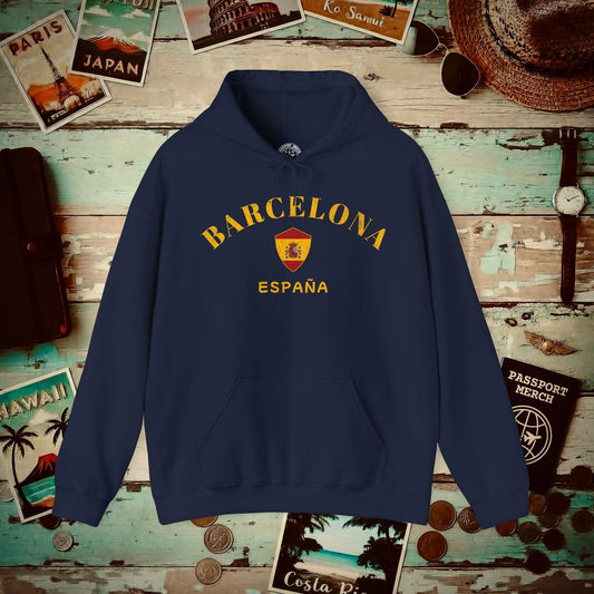 Barcelona with Coat of Arms Spain Hoodie Navy / S