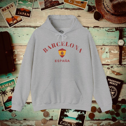 Barcelona with Coat of Arms Spain Hoodie Sport Grey / S