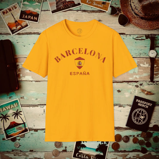 Barcelona with Coat of Arms Spain T-Shirt Gold / S