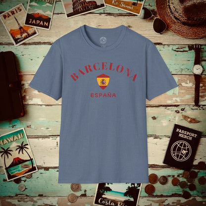 Barcelona with Coat of Arms Spain T-Shirt Heather Indigo / S