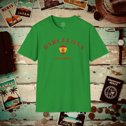 Barcelona with Coat of Arms Spain T-Shirt Irish Green / S