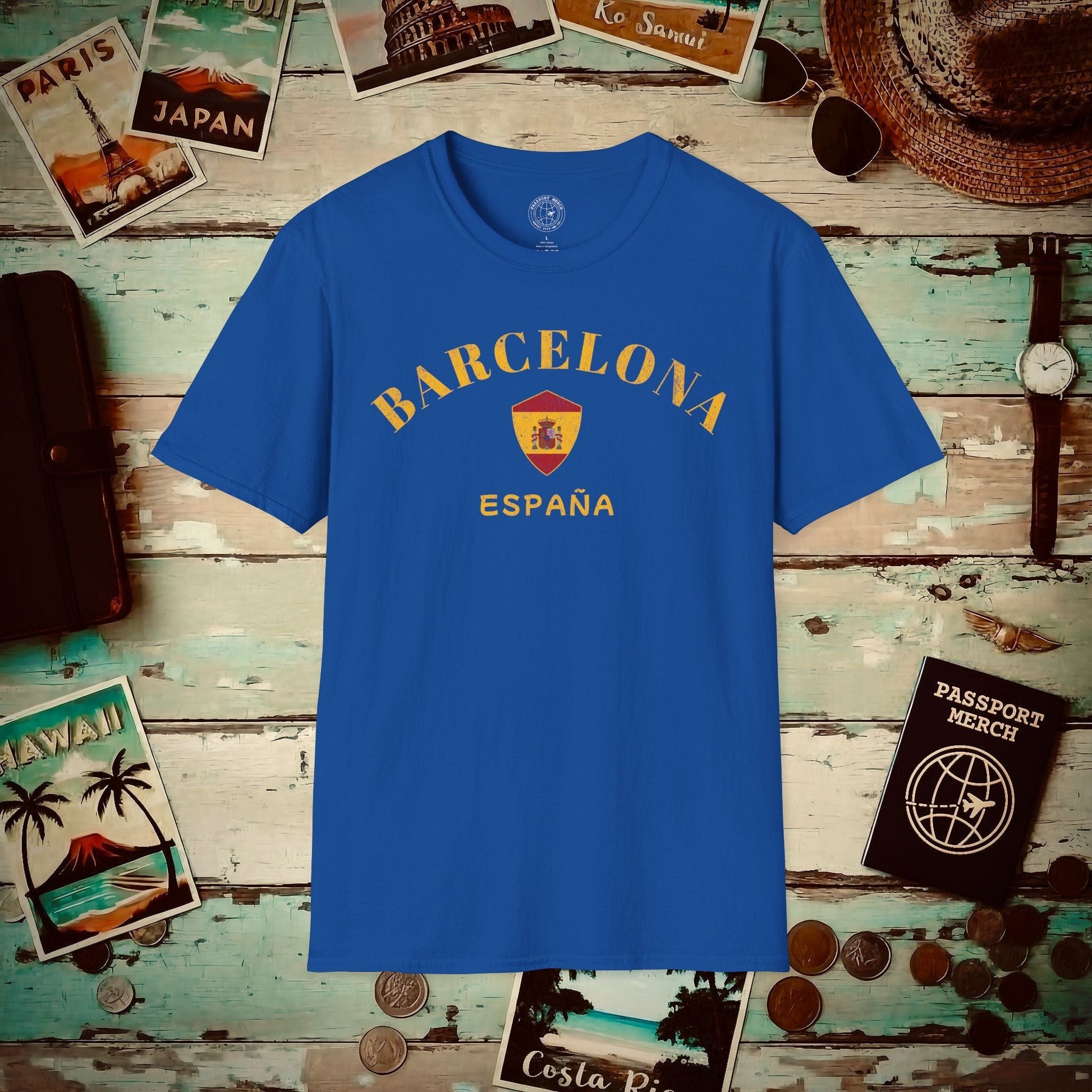 Barcelona with Coat of Arms Spain T-Shirt Royal / S