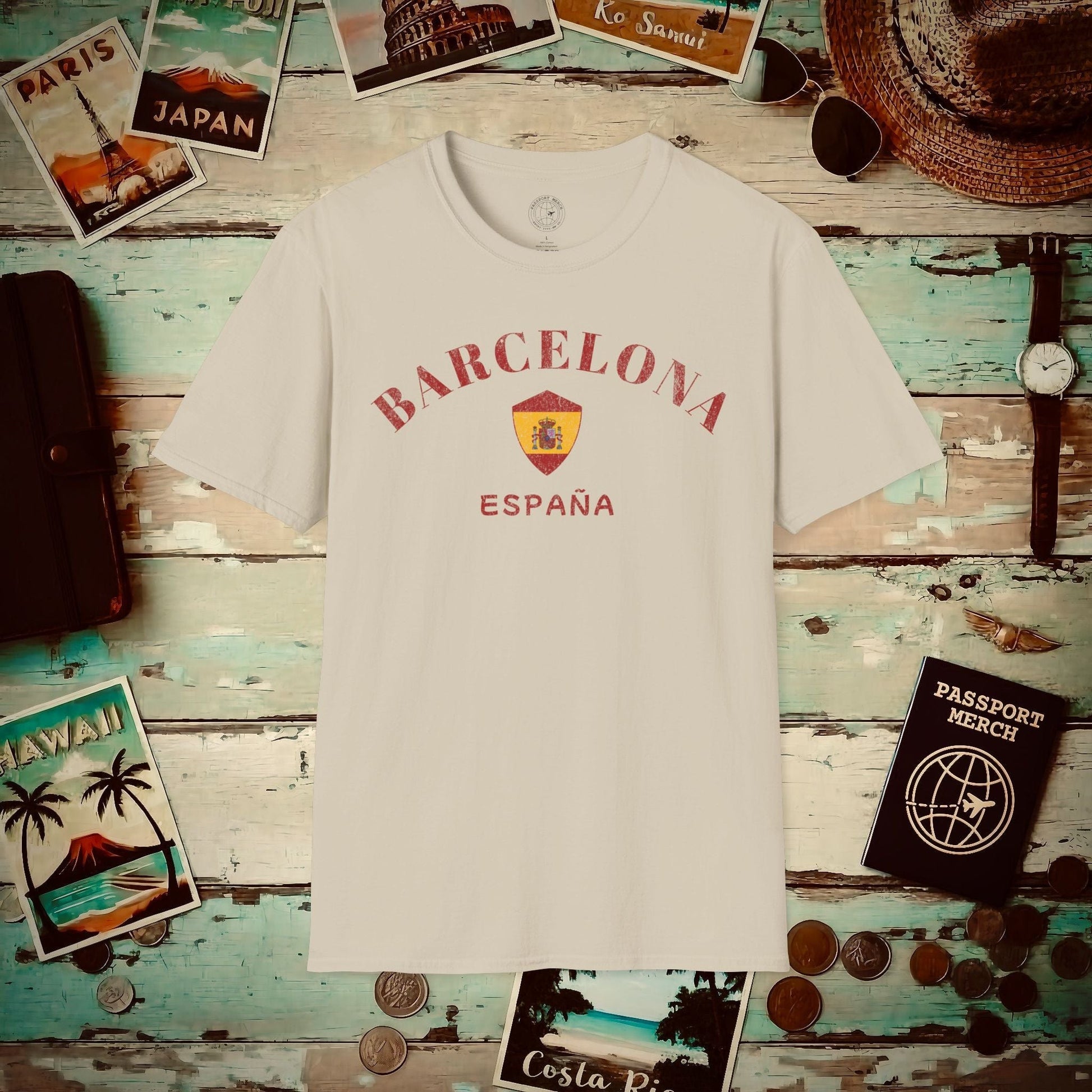Barcelona with Coat of Arms Spain T-Shirt Sand / S