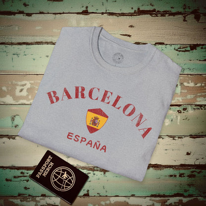 Barcelona with Coat of Arms Spain T-Shirt Sport Grey / S