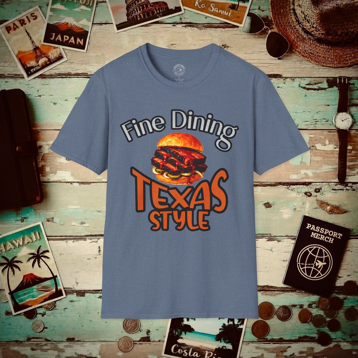 BBQ Brisket Fine Dining Texas Style T-Shirt Heather Indigo / S