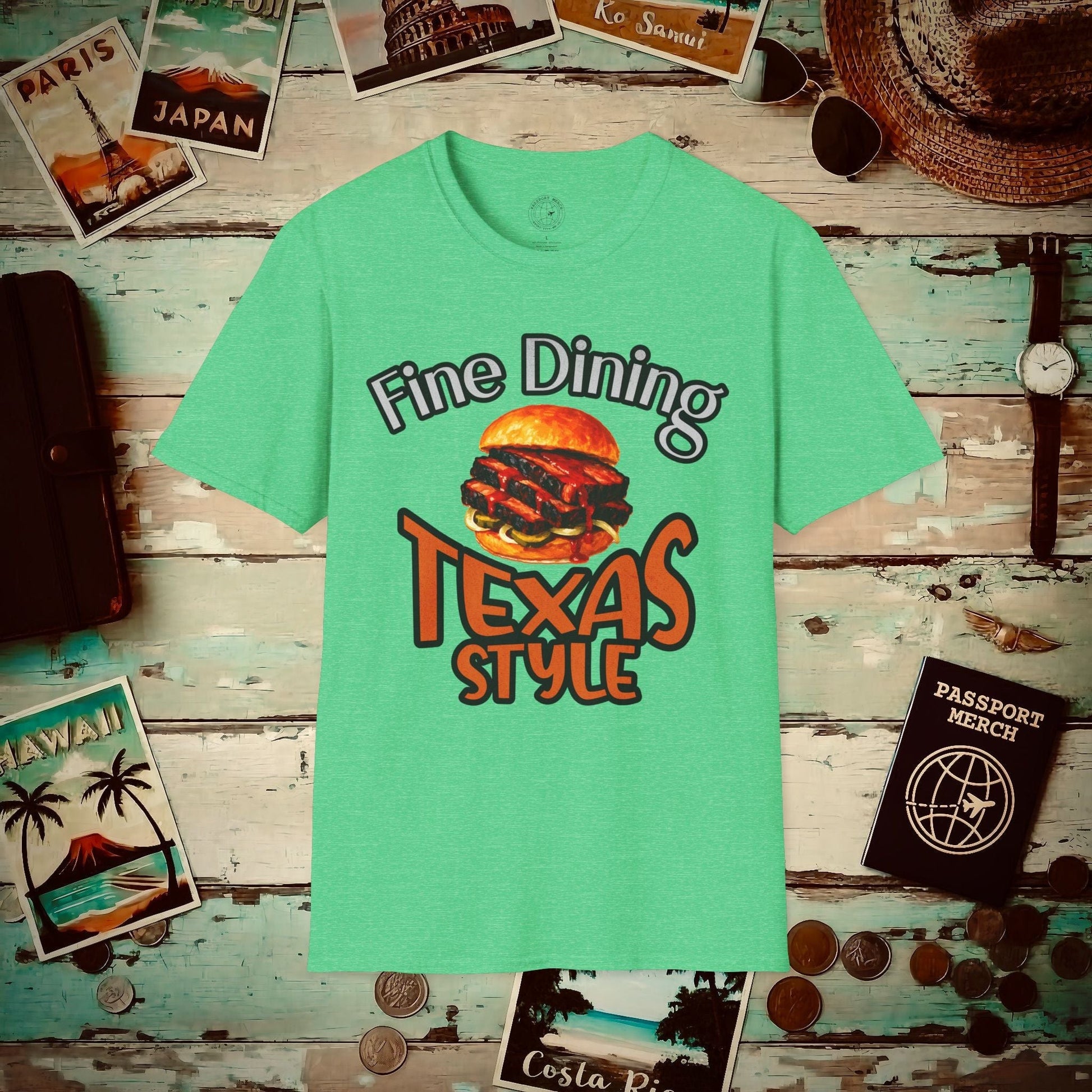 BBQ Brisket Fine Dining Texas Style T-Shirt Heather Irish Green / S