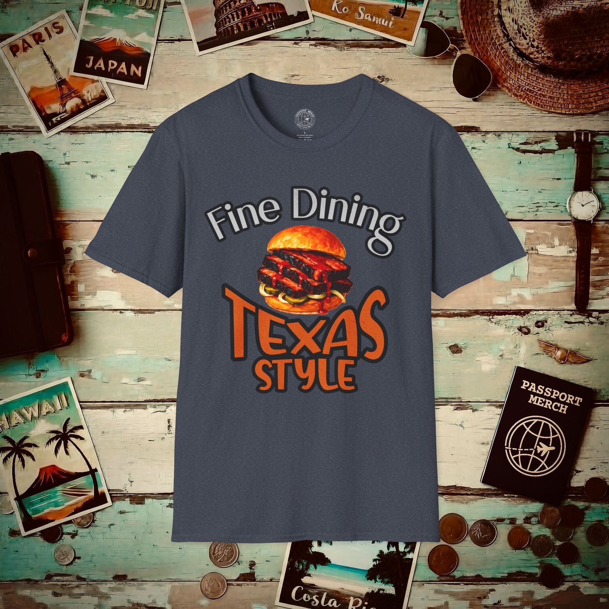 BBQ Brisket Fine Dining Texas Style T-Shirt Heather Navy / S