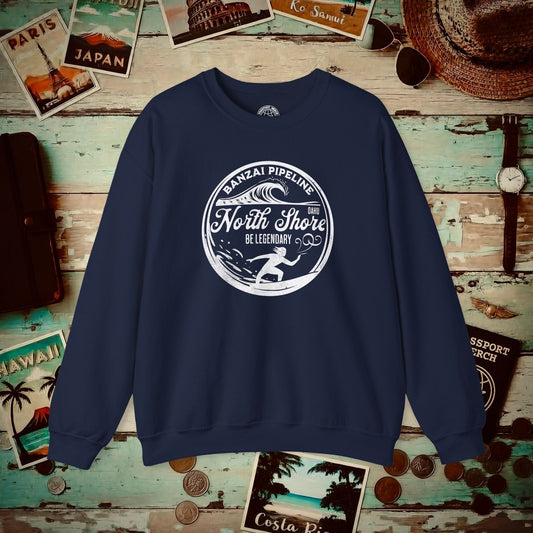 Be Legendary, Banzai Pipeline, Oahu Hawaii Crewneck Navy / S