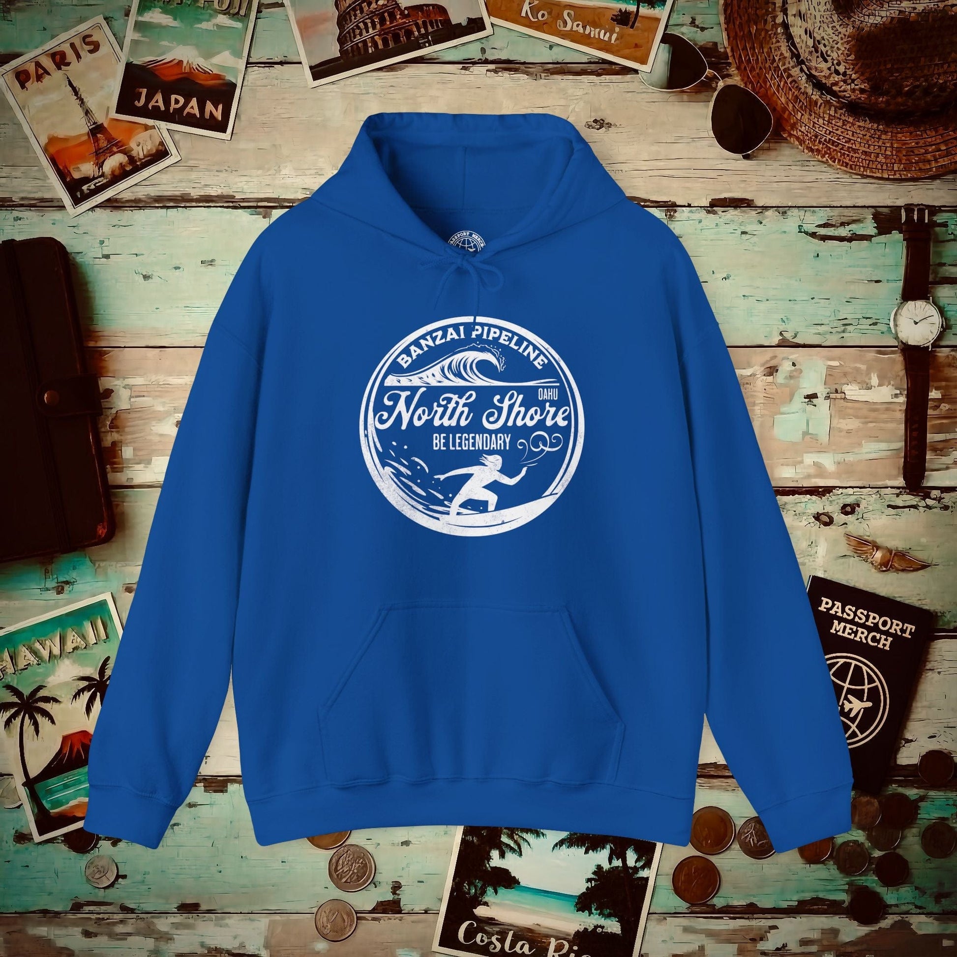 Be Legendary, Banzai Pipeline, Oahu Hawaii Hoodie Royal / S