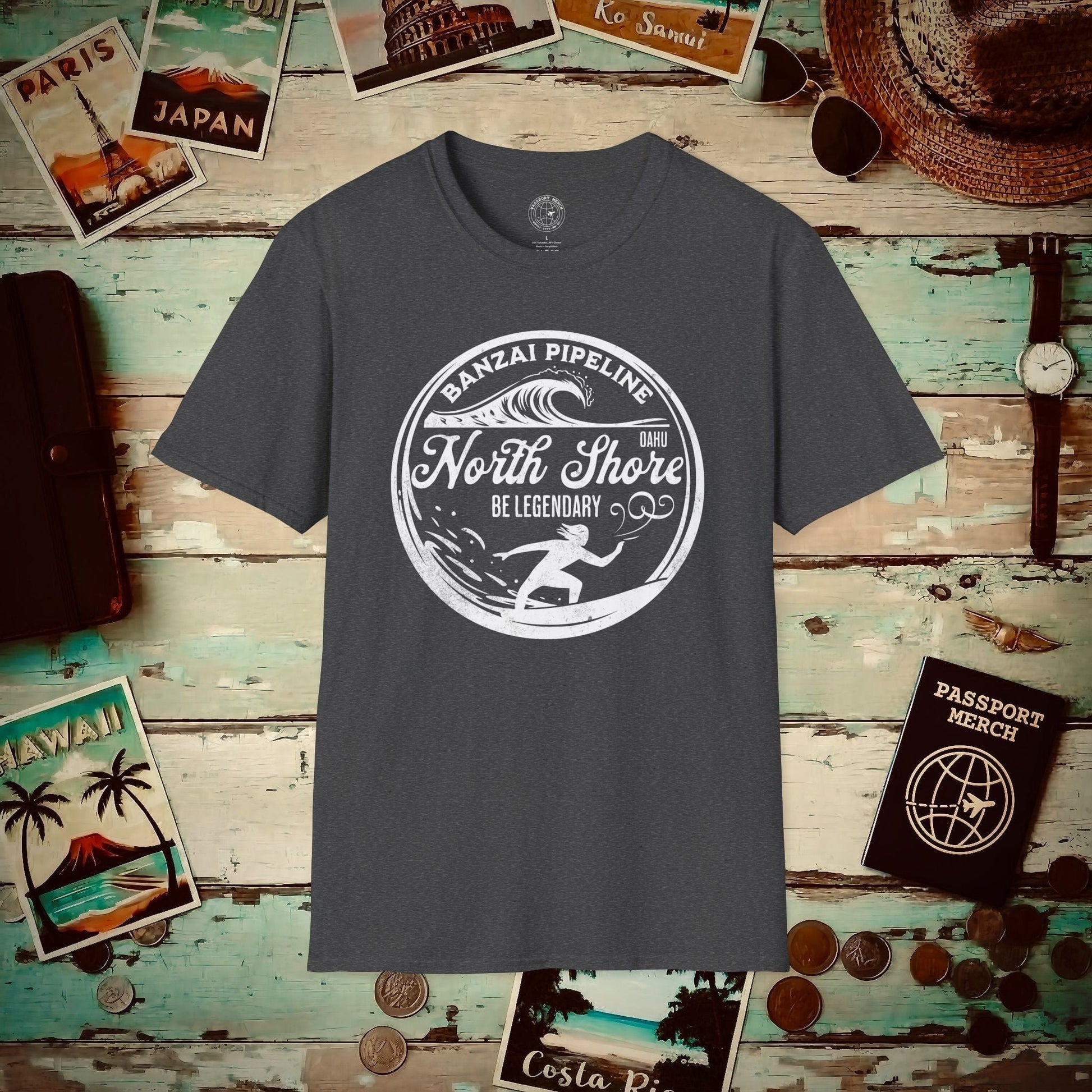 Be Legendary, Banzai Pipeline, Oahu Hawaii T-Shirt Dark Heather / S