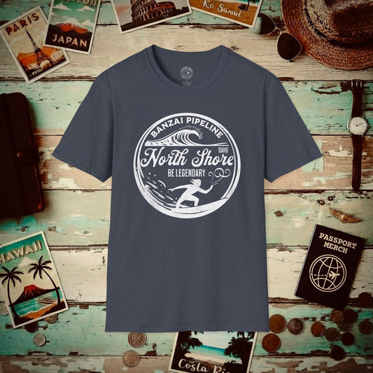 Be Legendary, Banzai Pipeline, Oahu Hawaii T-Shirt Heather Navy / S