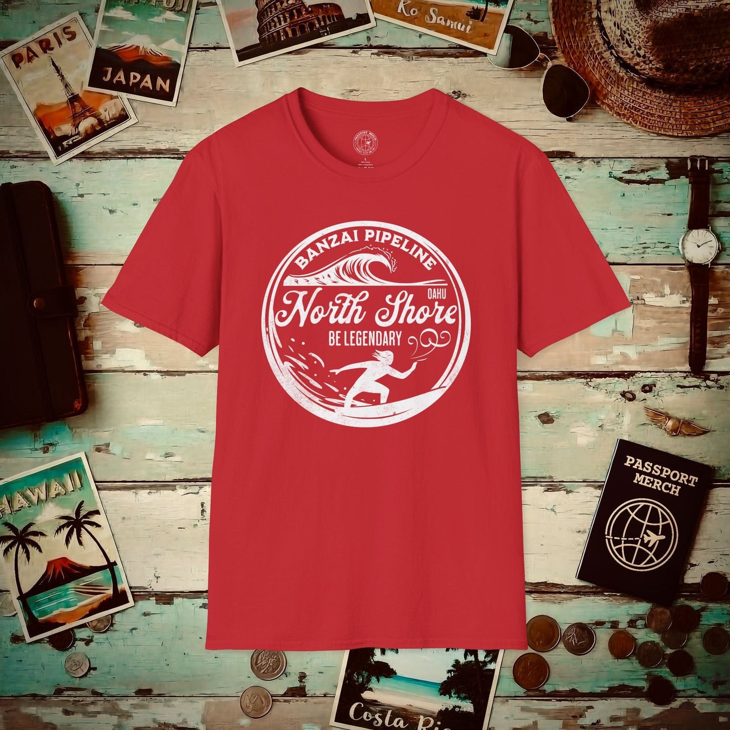 Be Legendary, Banzai Pipeline, Oahu Hawaii T-Shirt Red / S