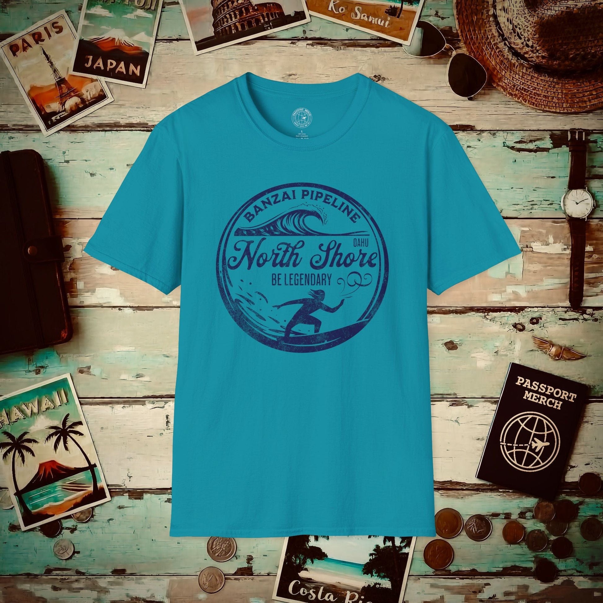 Be Legendary, Banzai Pipeline, Oahu Hawaii T-Shirt Tropical Blue / S