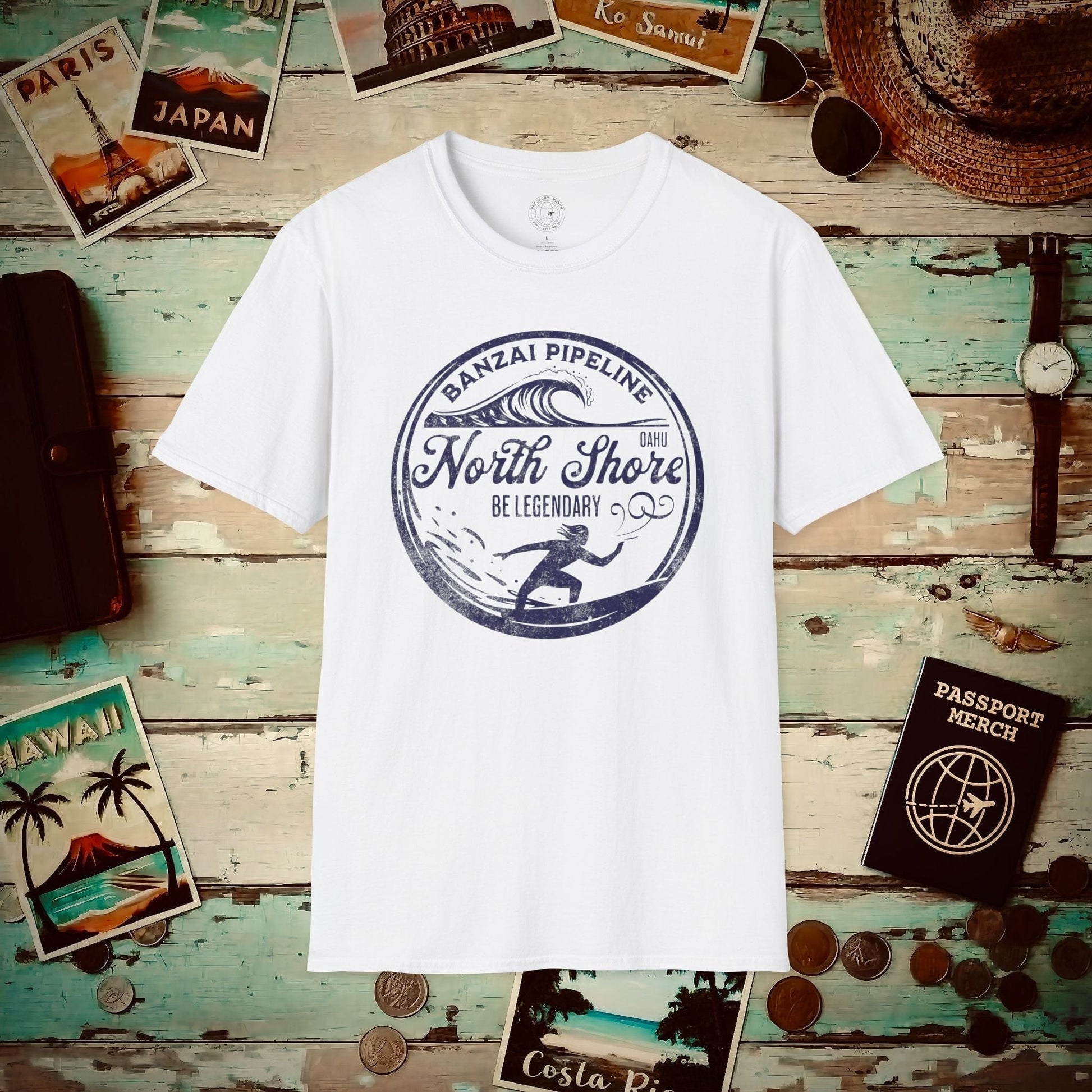 Be Legendary, Banzai Pipeline, Oahu Hawaii T-Shirt White / S