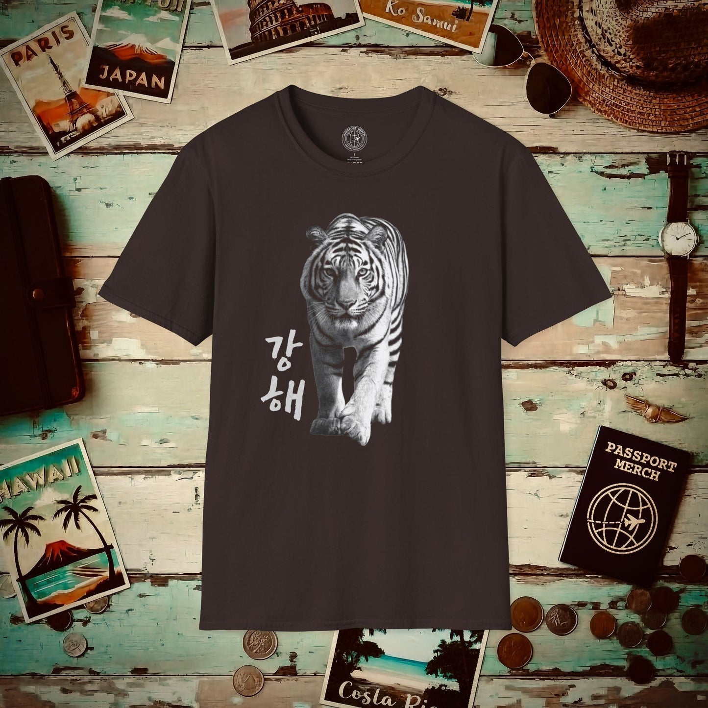 Be Strong (Ganghae) Tiger, Korea T-Shirt Dark Chocolate / S