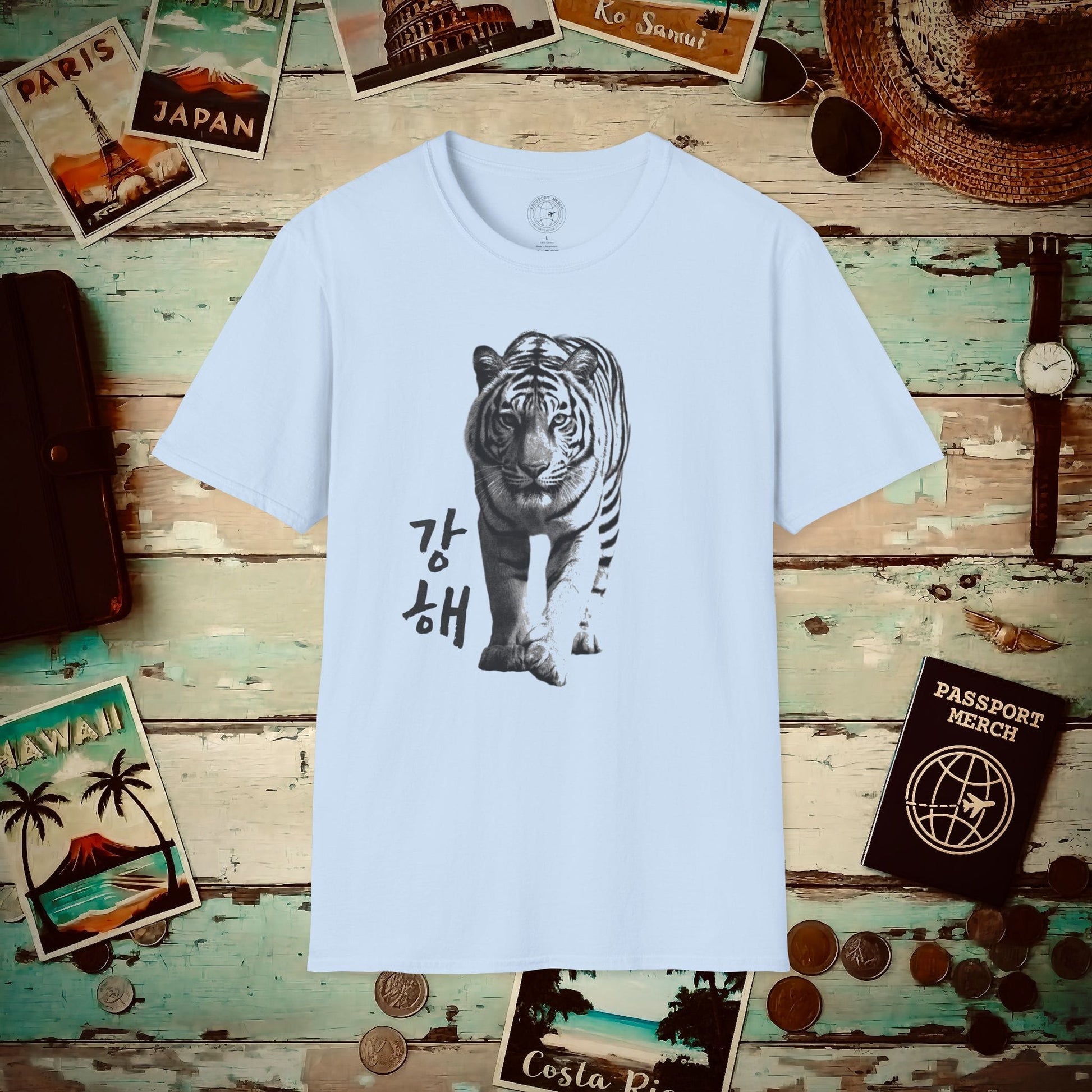 Be Strong (Ganghae) Tiger, Korea T-Shirt Light Blue / S