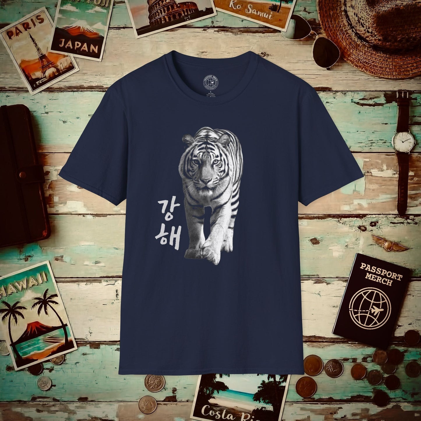 Be Strong (Ganghae) Tiger, Korea T-Shirt Navy / S