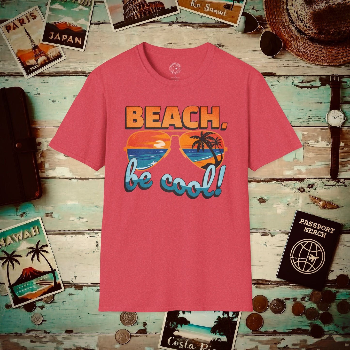 Beach, be cool! California T-Shirt Heather Red / S