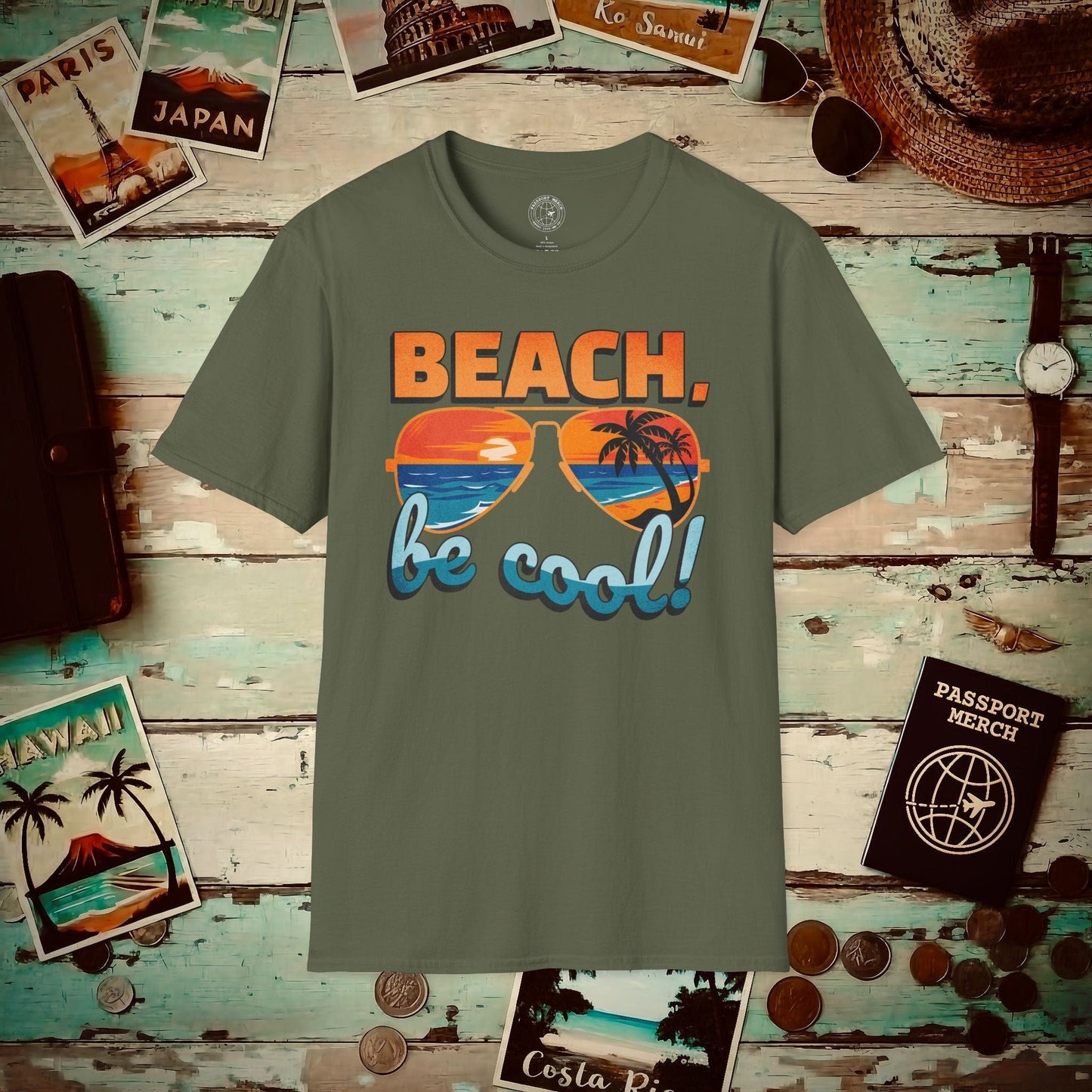 Beach, be cool! California T-Shirt Military Green / S