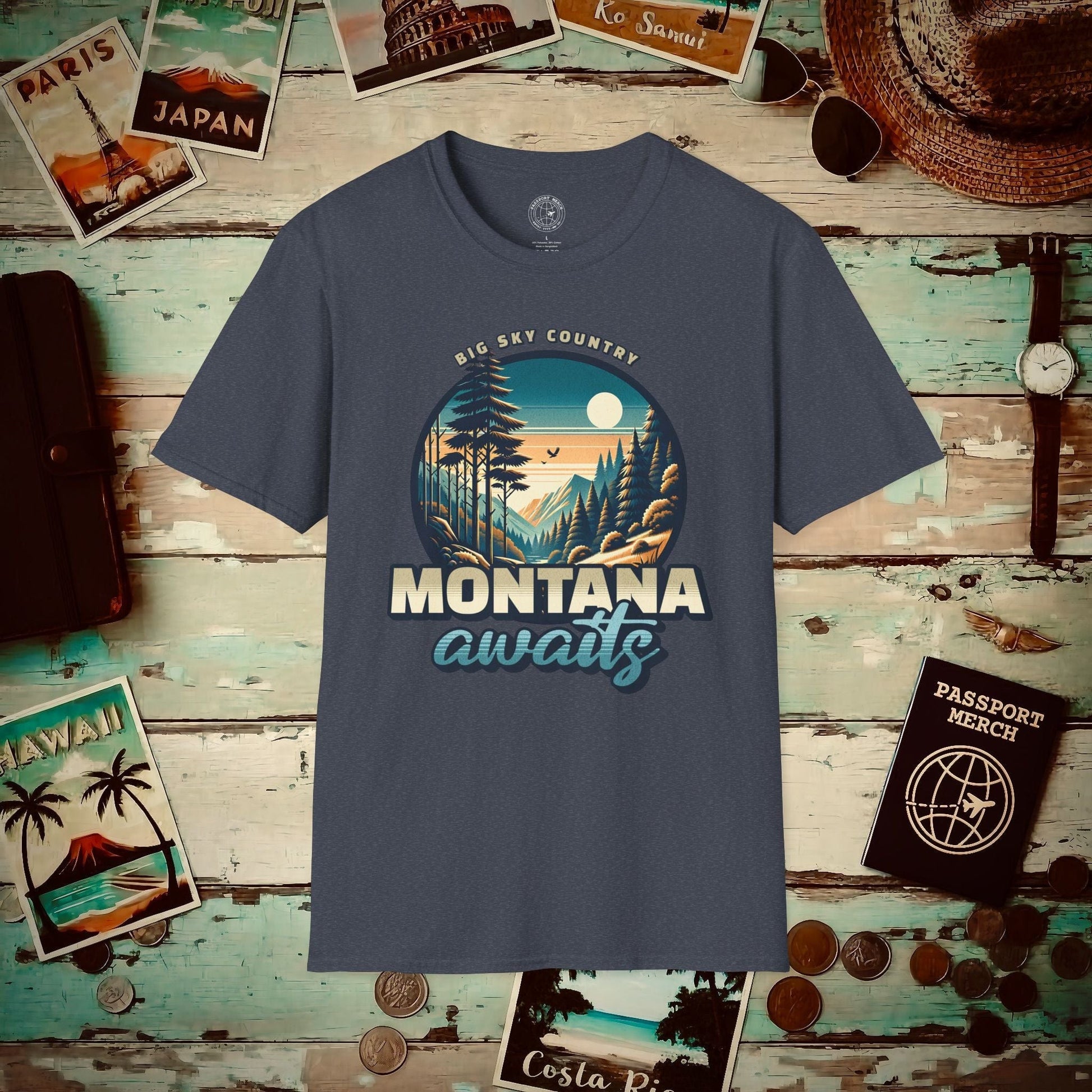 Big Sky Country Montana T-Shirt Heather Navy / S