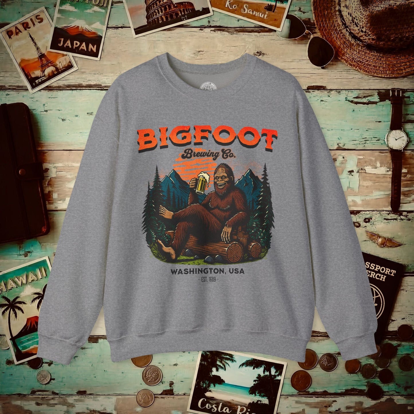 Bigfoot Brewing Company, Washington Crewneck Graphite Heather / S
