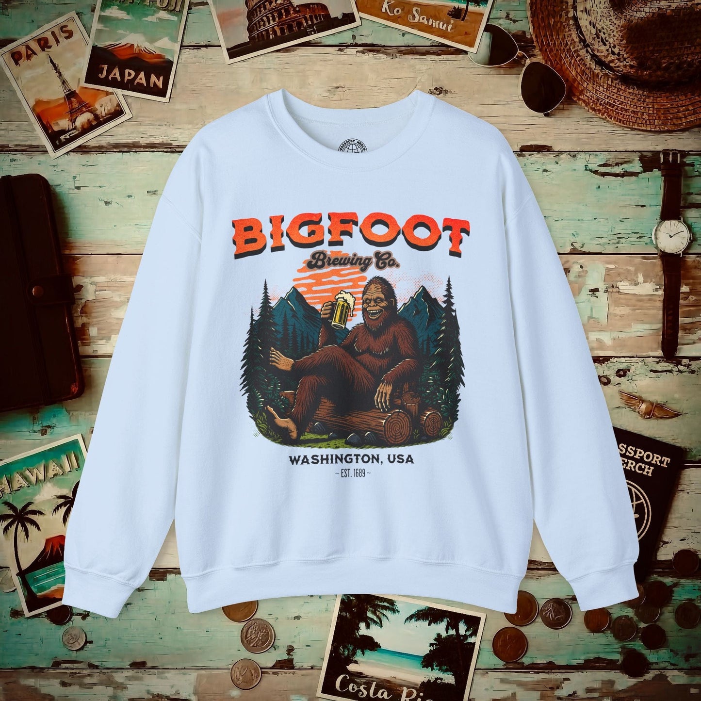 Bigfoot Brewing Company, Washington Crewneck Light Blue / S