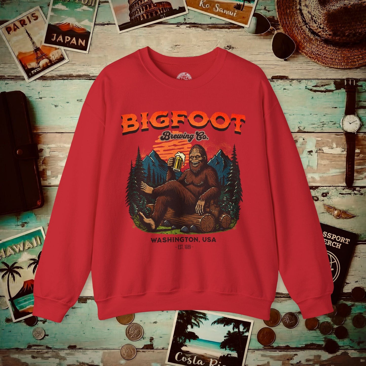 Bigfoot Brewing Company, Washington Crewneck Red / S