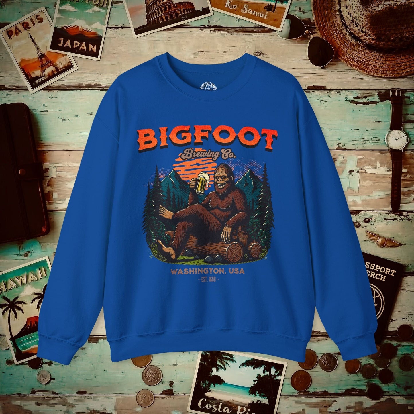 Bigfoot Brewing Company, Washington Crewneck Royal / S