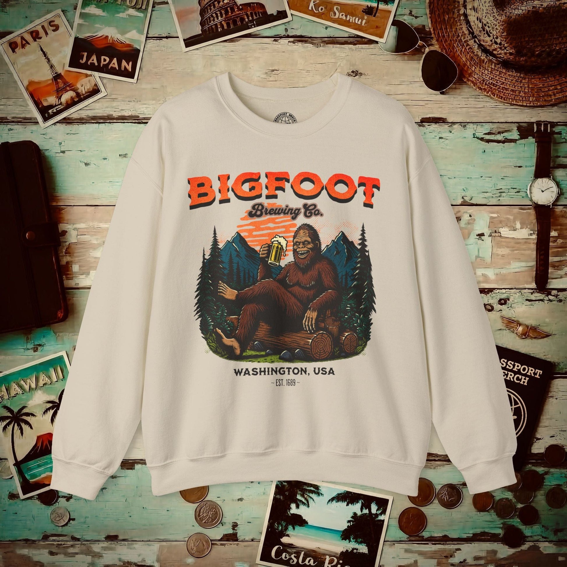 Bigfoot Brewing Company, Washington Crewneck Sand / S
