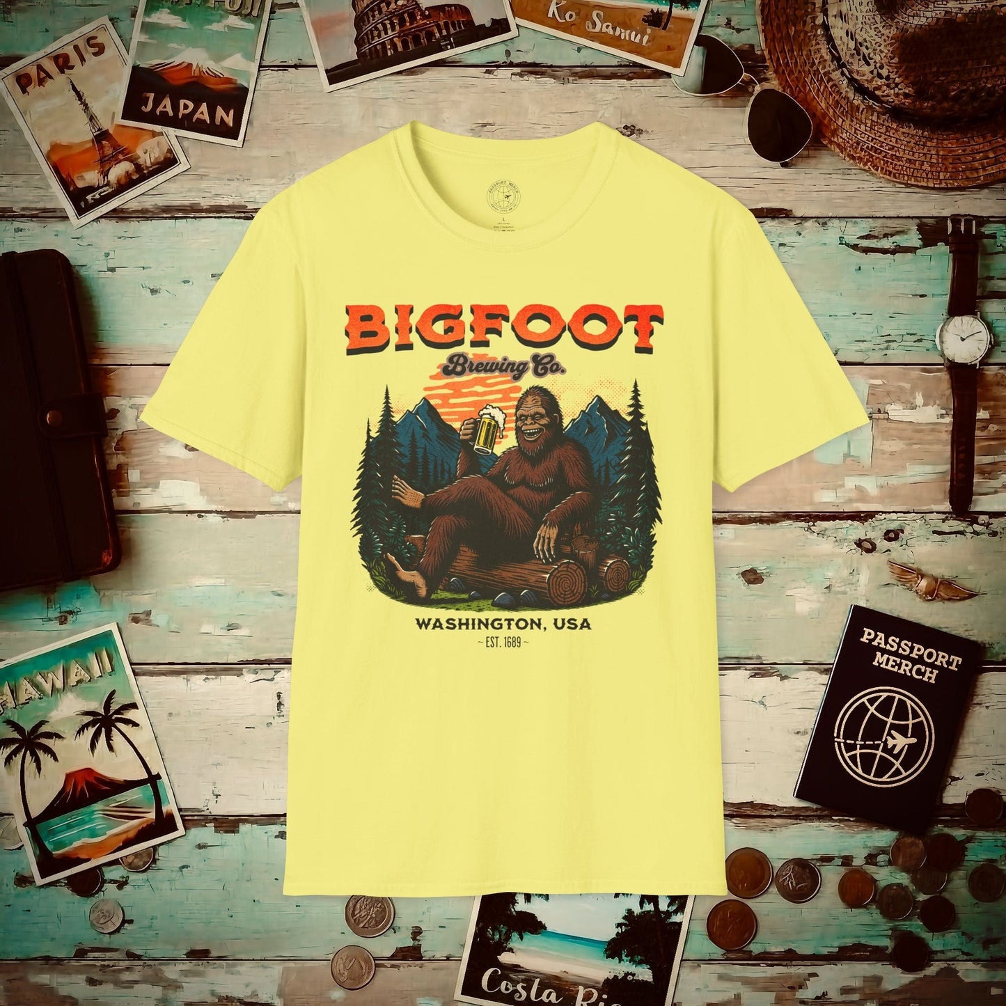 Bigfoot Brewing Company, Washington T-Shirt Cornsilk / S