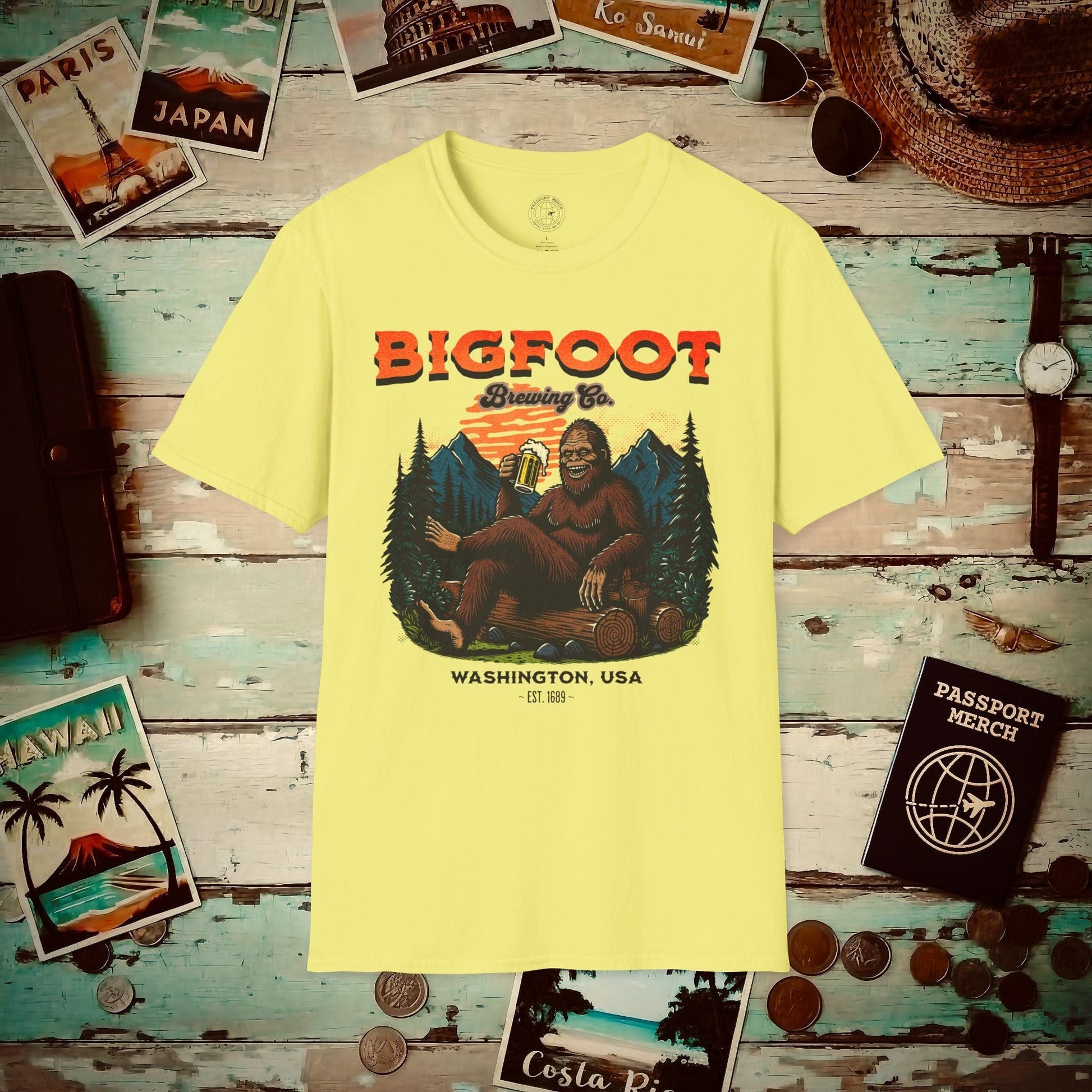 Bigfoot Brewing Company, Washington T-Shirt Cornsilk / S