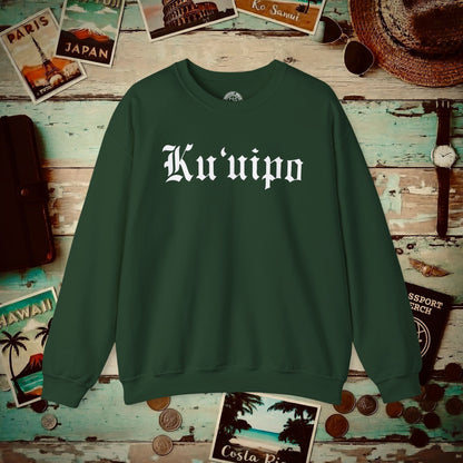 Black and White Ku'uipo (Hawaiian Jewelry Style) Crewneck Forest Green / S